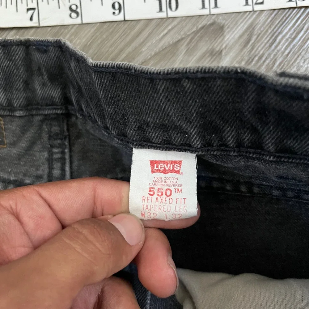 Vintage Levis 550 Orange Tab Relaxed Fit Tapered Black Jeans Made in USA 32x32
